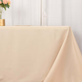 90x132inch Beige Seamless Premium Polyester Rectangular Tablecloth - 200GSM