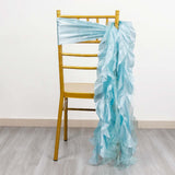 5 Pack Light Blue Curly Willow Chiffon Satin Chair Sashes