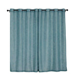 2 Pack | Handmade Blue Faux Linen Curtains 52x84inch Curtain Panels With Chrome Grommets