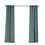 2 Pack | Handmade Blue Faux Linen Curtains 52inch x 108inch Curtain Panels With Chrome Grommets