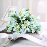 4 Bushes | 11inch Baby Blue Artificial Silk Daisy Flower Bouquet Branches