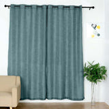 2 Pack | Handmade Blue Faux Linen Curtains 52inch x 108inch Curtain Panels With Chrome Grommets