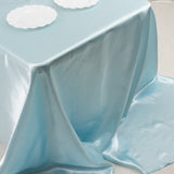 Light Blue Seamless Satin Rectangular Tablecloth 90x156inch for 8 Foot Table With Floor-Length Drop