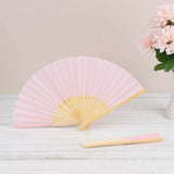 5 Pack Pink Asian Silk Folding Fans Party Favors, Oriental Folding Fan Favors