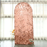 6ft Sparkly Rose Gold Double Sided Big Payette Sequin Chiara Backdrop Stand Cover For Fitted Round