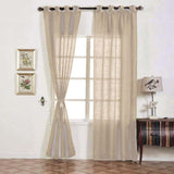 2 Pack | Handmade Beige Faux Linen Curtains 52x96inch Curtain Panels With Chrome Grommets