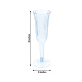 24-Pack Plastic Champagne Flutes Transparent Dusty Blue Flared Design - Lightweight