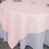 90inch x 90inch Accordion Crinkle Taffeta Table Overlay - Blush | Rose Gold