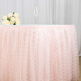 14FT Blush | Rose Gold Premium Pleated Lace Table Skirt