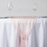 14" x 108" Blush | Rose Gold Organza Runner For Table Top Wedding Catering Party Decoration