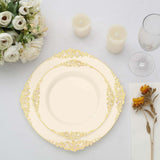 10 Pack | 8inch Round Plastic Dessert Salad Plates In Vintage Ivory