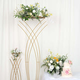 7ft Tall Gold Metal Wired Mermaid Tail Flower Frame Stand, Floral Display Wedding Pedestal