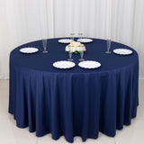 120inch Navy Blue Premium Scuba Wrinkle Free Round Tablecloth, Scuba Polyester Tablecloth