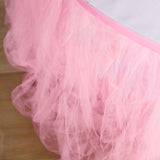 17FT Pink|Rose Quartz 4 Layer Tulle Tutu Pleated Table Skirts