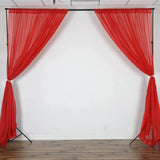 Red Fire Retardant Sheer Organza Premium Curtain Panel Backdrops With Rod Pockets - 10ftx10ft