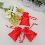 12 Pack | 4x6inch Red Satin Drawstring Wedding Party Favor Gift Bags