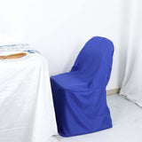 Royal Blue Polyester Folding Chair Cover, Reusable Stain Resistant Slip On Chair Cover