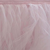 14 FT Blush / Rose Gold 4 Layer Tulle Tutu Pleated Table Skirts#whtbkgd