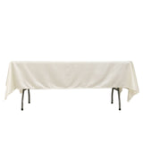 60"x102" Shimmer Pearl White Scuba Rectangle Tablecloth, Wrinkle Free Seamless Premium