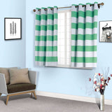 White/Mint Cabana Stripe Thermal Blackout Window Curtain Grommet Panels, Noise Cancelling Curtains