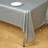 Silver Rectangle Plastic Table Cover, 54inchx108inch PVC Disposable Tablecloth