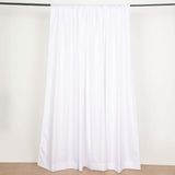 2 Pack White Polyester Event Curtain Drapes, 10ftx8ft Backdrop Event Panels With Rod Pockets 130 GSM