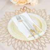 10 Pack | 7inch White / Gold Swirl Rim Disposable Salad Plates