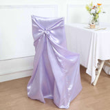 Lavender Lilac Satin Self-Tie Universal Chair Cover, Folding, Dining, Banquet and Standard