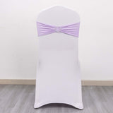 5 Pack | Lavender Lilac Spandex Stretch Chair Sashes with Silver Diamond Ring Slide Buckle