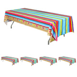 5 Pack Mexican Serape Rectangle Plastic Table Covers Cinco De Mayo Theme PVC Waterproof