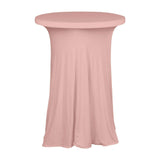 Dusty Rose Round Heavy Duty Spandex Cocktail Table Cover With Natural Wavy Drapes