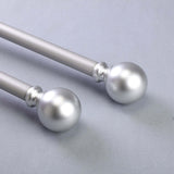 42-126inch Adjustable Curtain Rod Set, Silver, Round Finials