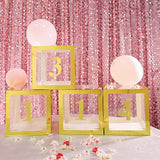 2pcs Transparent DIY Balloon Boxes, Baby Shower Party Decoration Boxes Metallic Gold Edges