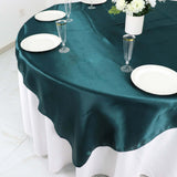 60x60inch Peacock Teal Seamless Square Satin Table Overlay