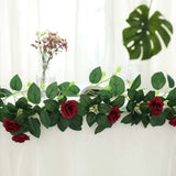 6ft | 20 Burgundy Artificial Silk Roses Flower Garland, Hanging Vine