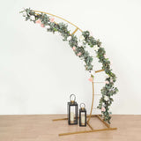 6.5ft Gold Metal Half Crescent Moon Wedding Arbor Frame, Curved Design Arch Flower Balloon Stand