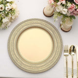 6 Pack | 13inch Gold Rustic Lace Embossed Acrylic Plastic Charger Plates