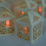 25Pcs Ivory Butterfly Top Laser Cut Lace Print Favor Gift Candy Boxes