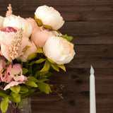 2 Pack | 19inch Cream / Blush Rose Gold Artificial Peony Flower Wedding Bouquets Arrangements