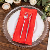 5 Pack Red Striped Satin Linen Napkins, Wrinkle-Free Reusable Wedding Napkins