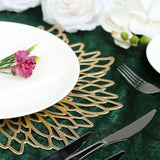 6 Pack Gold Vinyl Placemats, Decorative Floral Non-Slip Round Dining Table Mats 15"