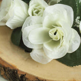 4 Pack | 3Inches Ivory Artificial Silk Rose Flower Candle Ring Wreaths#whtbkgd