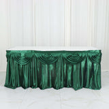 14ft Hunter Emerald Green Pleated Satin Double Drape Table Skirt