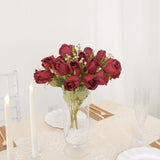 3 Pack | 13inch Burgundy Real Touch Silk Rose Bud Flower Bridal Bouquets