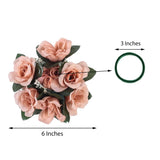 4 Pack | 3inch Dusty Rose Artificial Silk Rose Flower Candle Ring Wreaths