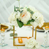 2 Pack | 8inch Square Gold Metal Frame Wedding Flower Stands, Geometric Centerpieces