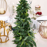 4ft | Real Touch Green Artificial Willow and Frond Leaves Garland Vine