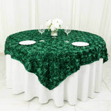 72inch x 72inch Hunter Emerald Green 3D Rosette Satin Table Overlay