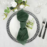 5 Pack | Olive Green Gauze Cheesecloth Boho Dinner Napkins | 24x19Inch