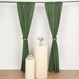 2 Pack Olive Green Polyester Event Curtain Drapes, 10ftx8ft Backdrop Event Panels With Rod Pockets